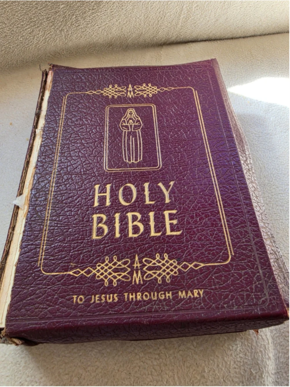 Vintage 1953 Family Rosary Edition Holy Bible - Catholic Press, Rev. O'Connell